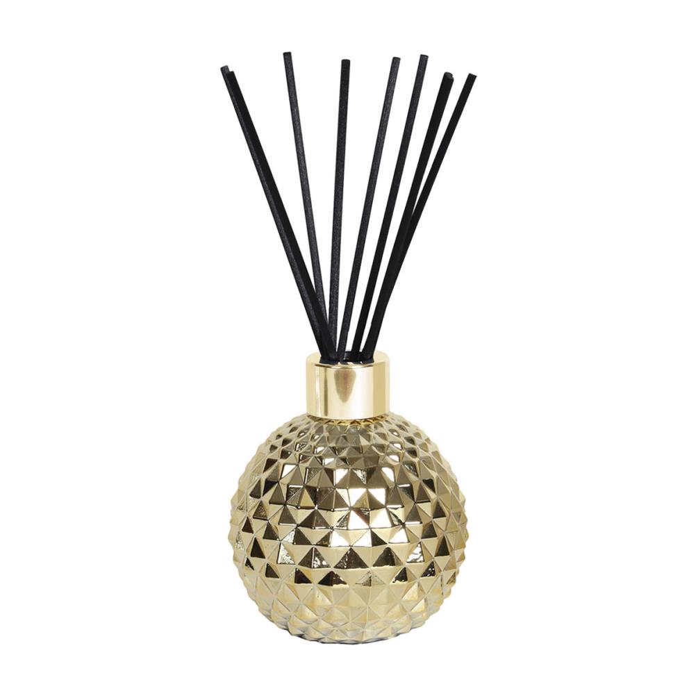Aroma Gold Glass Reed Diffuser & 50 Black Fibre Reeds £7.64